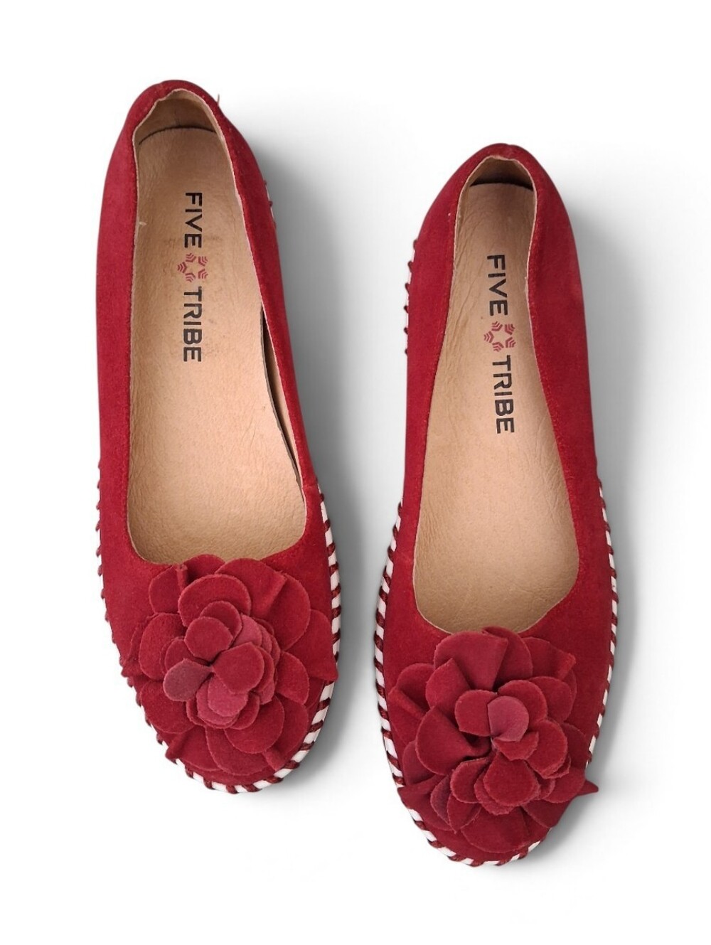FIVE TRIBE Joyful Bloodstone Suede Flats/Shoes - Size 8